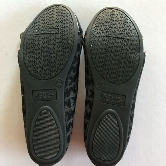 Michael Kors Girl’s Black Patent/Fabric Flats 2 US - Picture 5 of 9